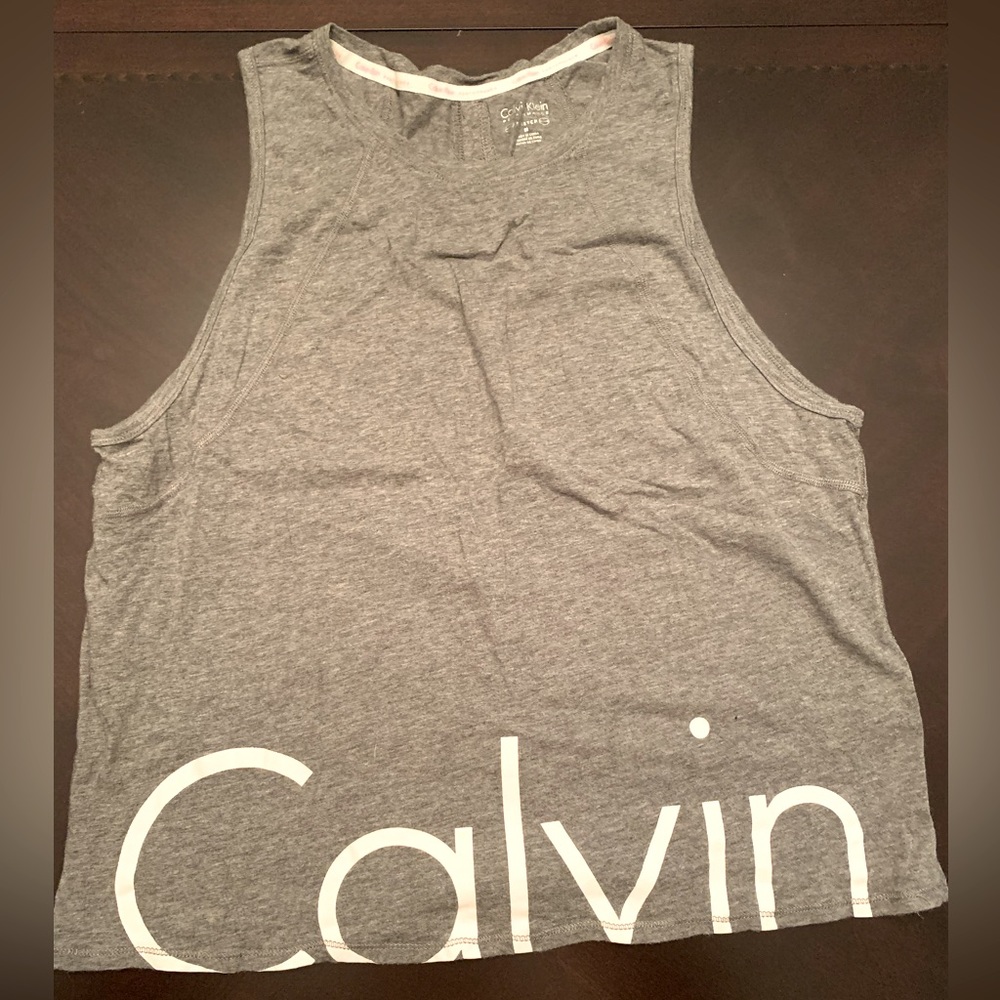 Calvin Klein Active Performance tank top Women’s M gray with logo and open back
